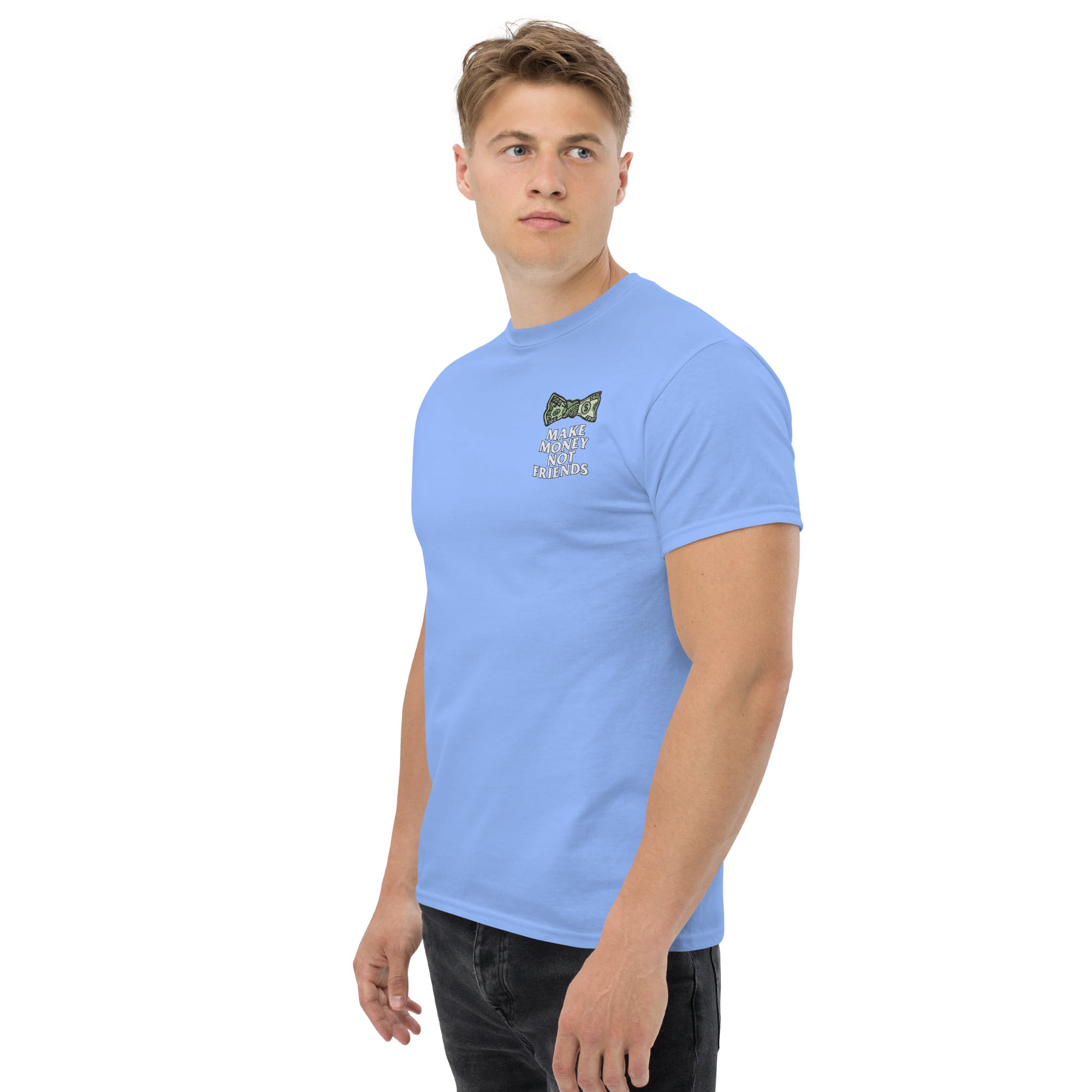 T-Shirt Unisex Ricamata 100% Cotone – Confortevole – Design Make Money Not Friends-Biiply
