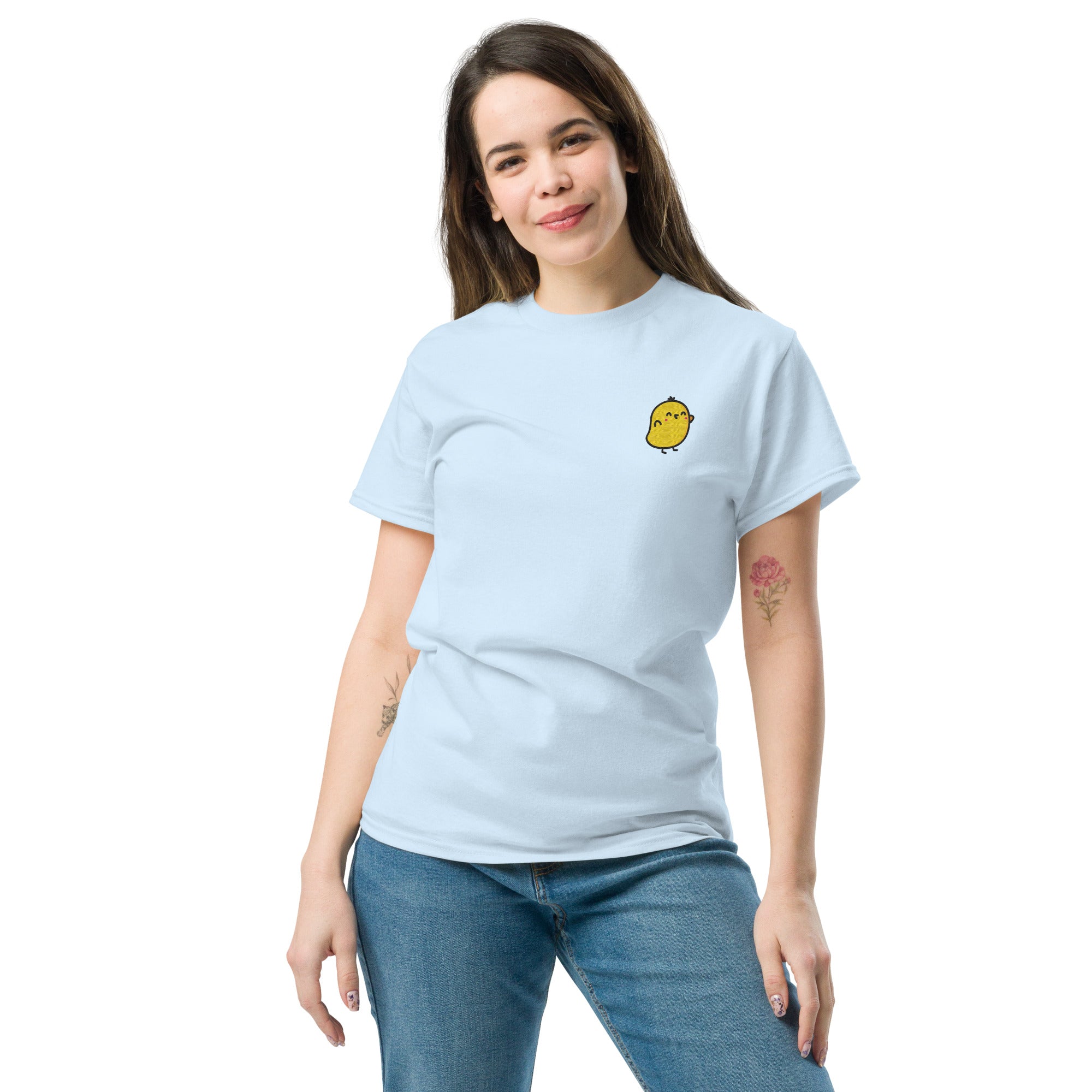 T-Shirt Unisex Ricamata 100% Cotone – Confortevole – Design Mini Pulcino-Biiply