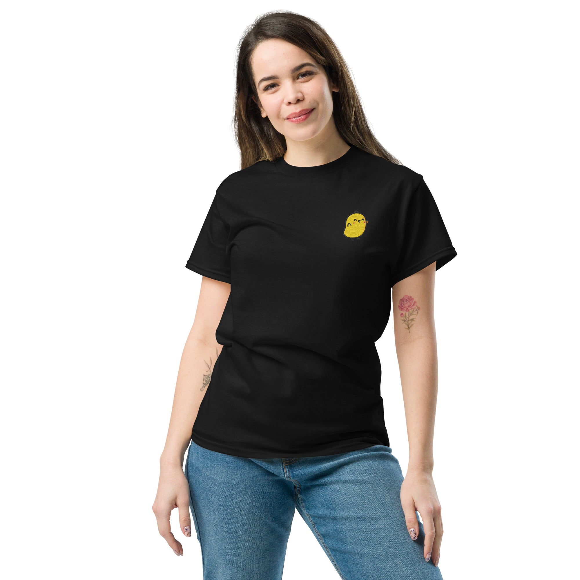 T-Shirt Unisex Ricamata 100% Cotone – Confortevole – Design Mini Pulcino-Biiply