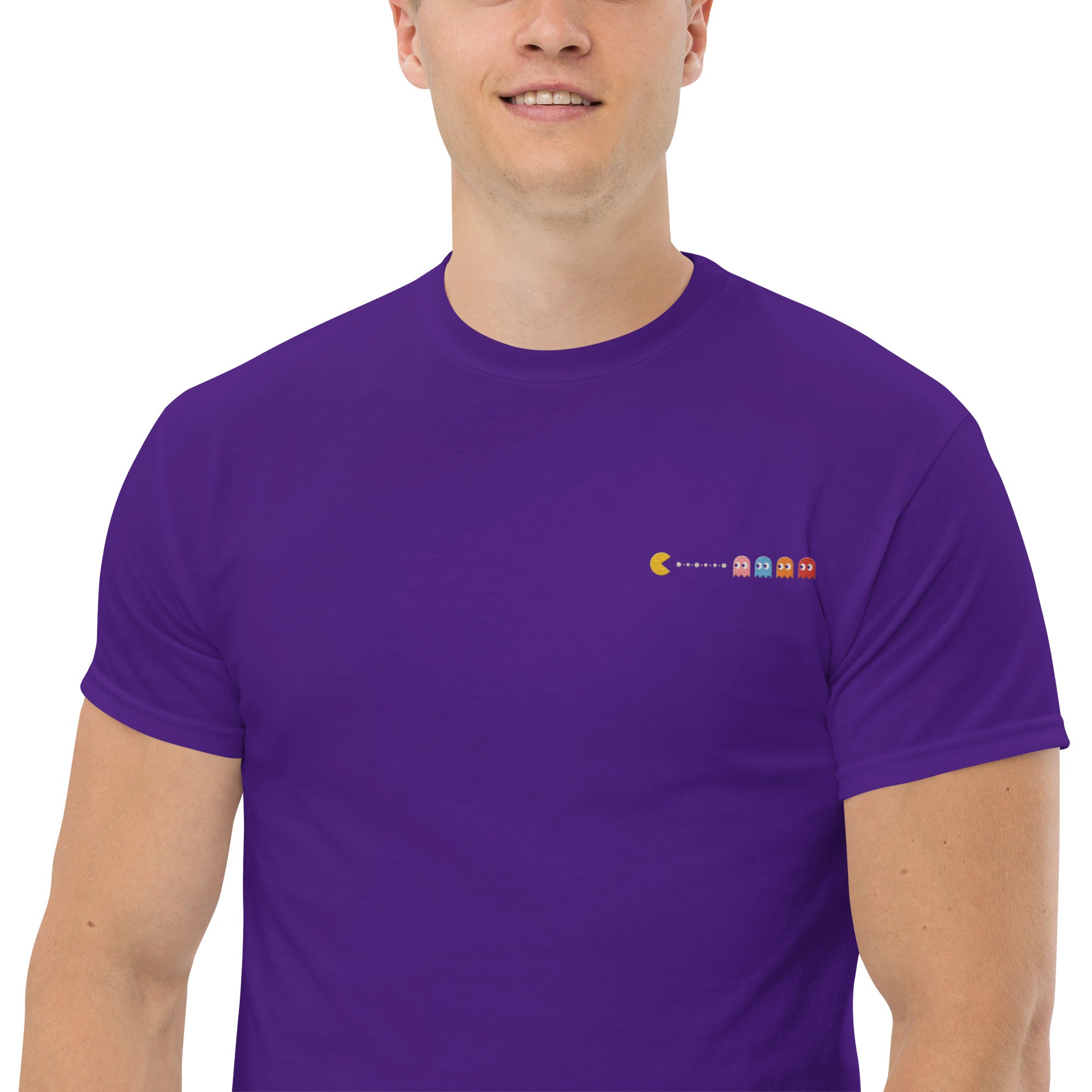 T-Shirt Unisex Ricamata 100% Cotone – Confortevole – Design Pacman-Biiply