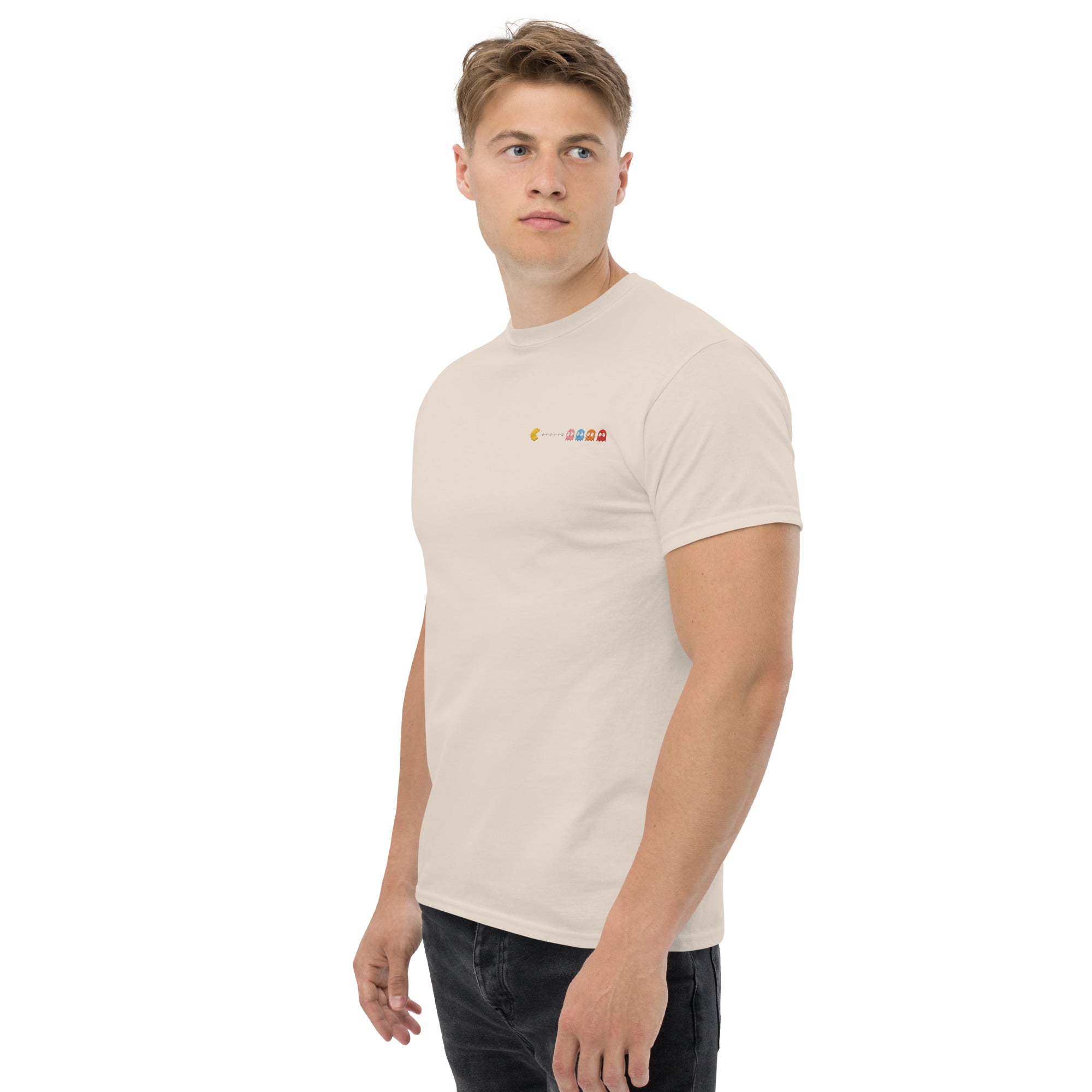 T-Shirt Unisex Ricamata 100% Cotone – Confortevole – Design Pacman-Biiply