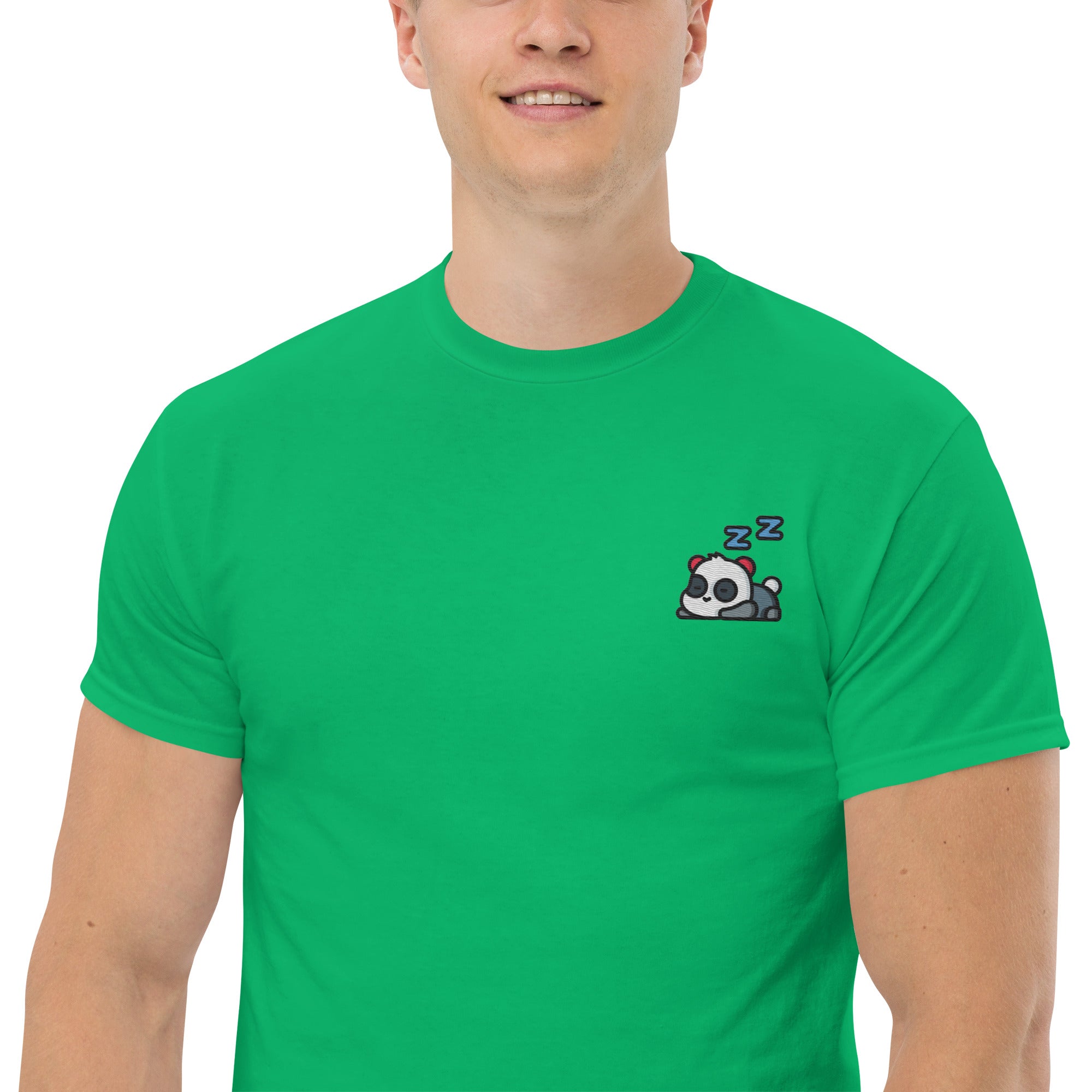 T-Shirt Unisex Ricamata 100% Cotone – Confortevole – Design Panda Dormiglione-Biiply