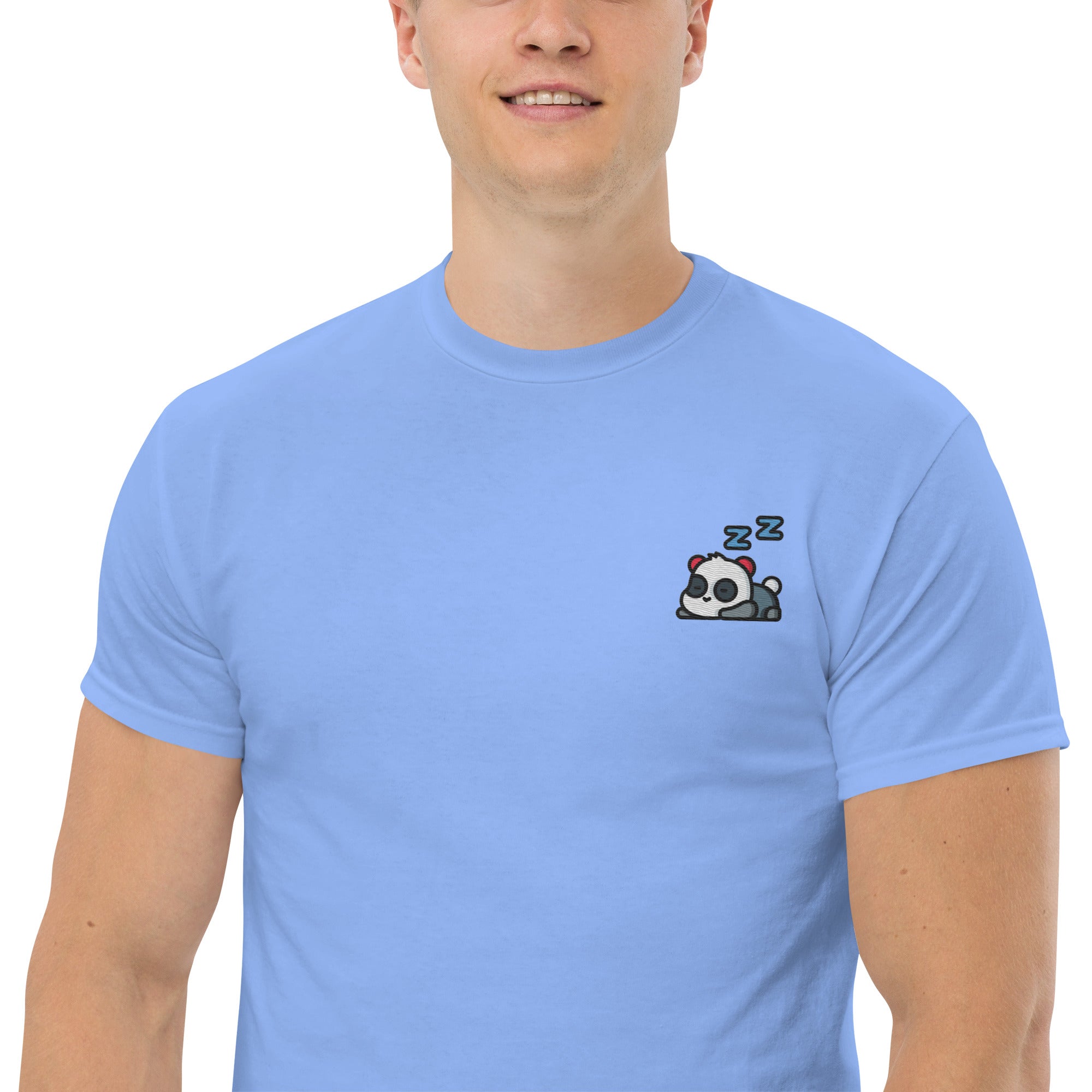 T-Shirt Unisex Ricamata 100% Cotone – Confortevole – Design Panda Dormiglione-Biiply