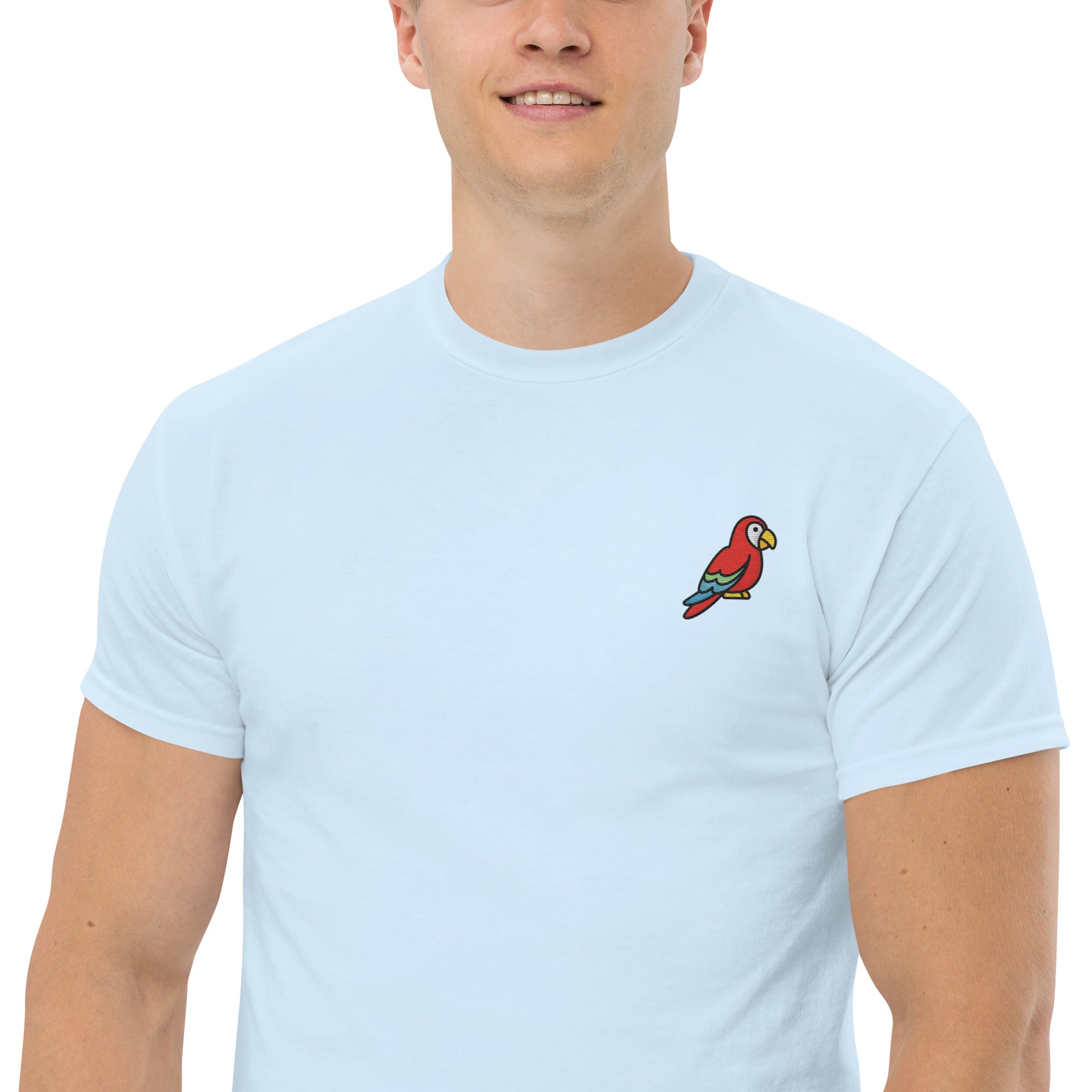 T-Shirt Unisex Ricamata 100% Cotone – Confortevole – Design Pappagallo-Biiply