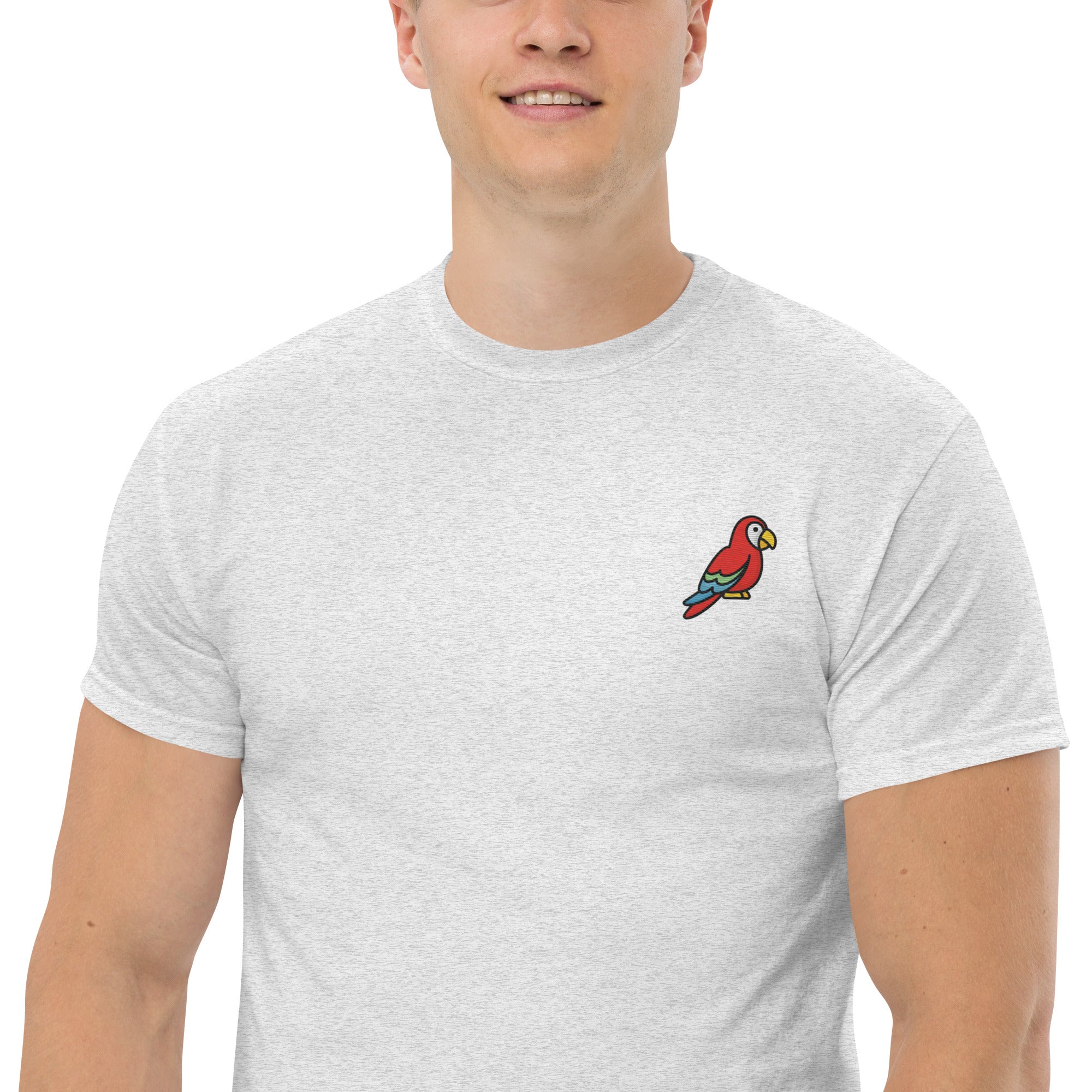 T-Shirt Unisex Ricamata 100% Cotone – Confortevole – Design Pappagallo-Biiply