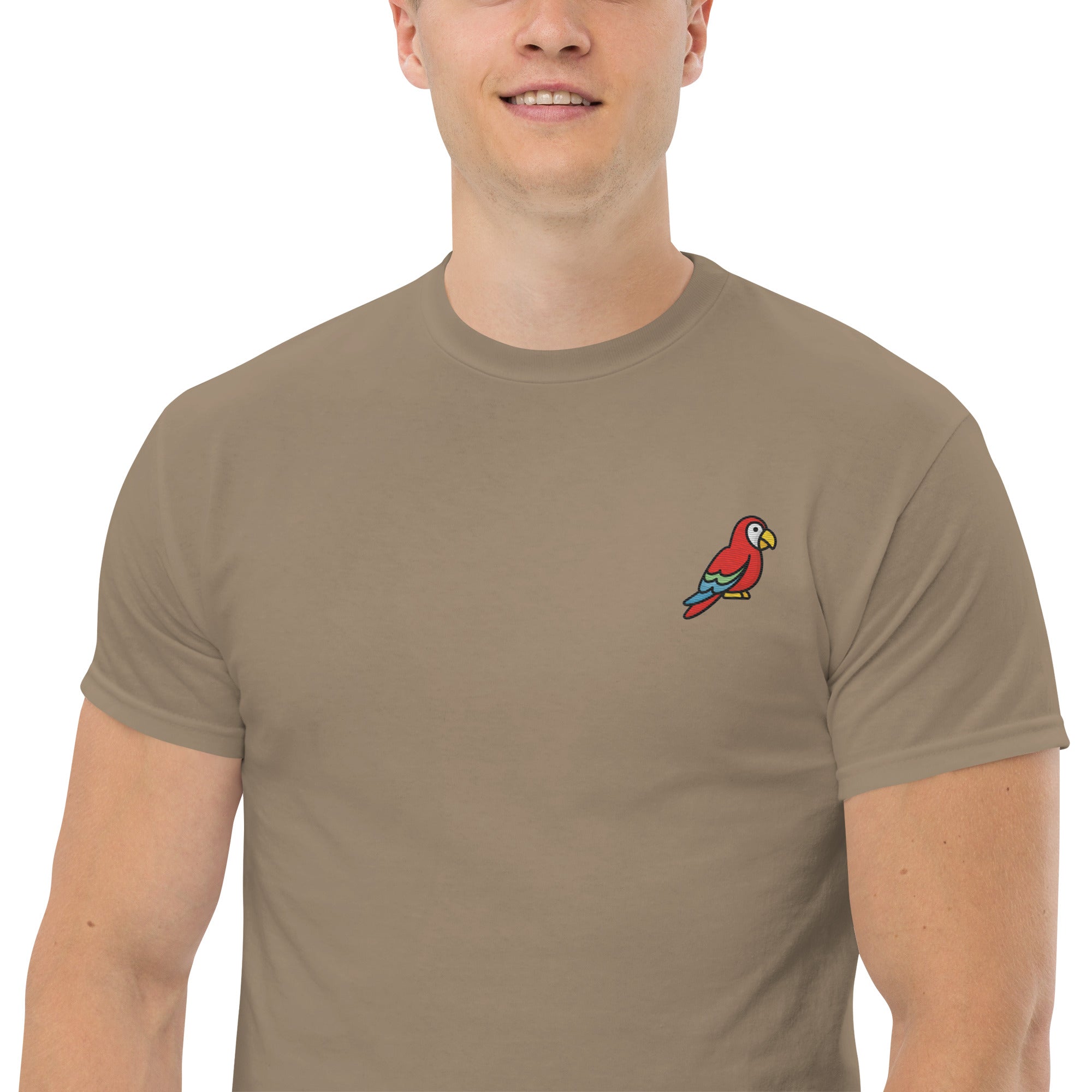 T-Shirt Unisex Ricamata 100% Cotone – Confortevole – Design Pappagallo-Biiply