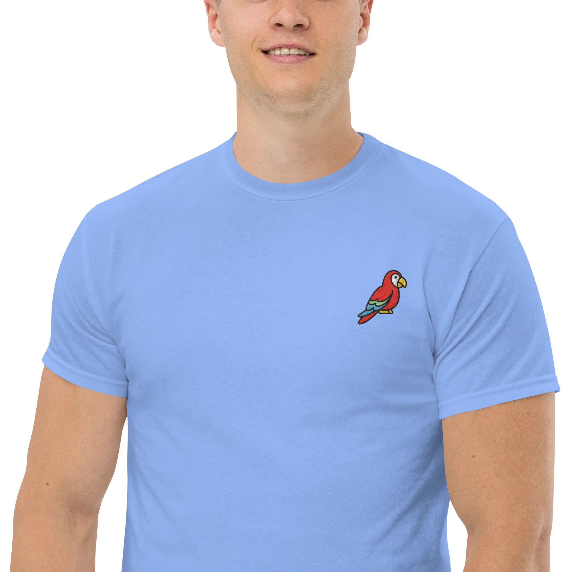 T-Shirt Unisex Ricamata 100% Cotone – Confortevole – Design Pappagallo-Biiply