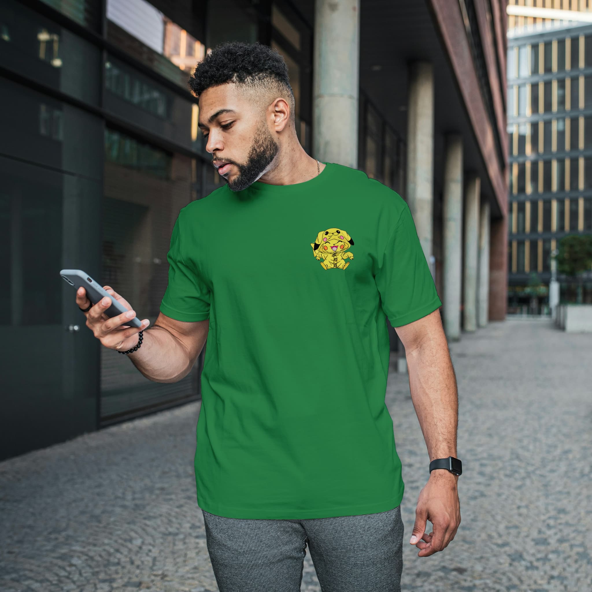 T-Shirt Unisex Ricamata 100% Cotone – Confortevole – Design Piccolo Pikachu - 1 - Biiply - Inizia Il tuo progetto