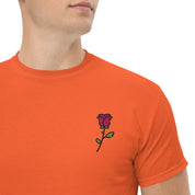 T-Shirt Unisex Ricamata 100% Cotone – Confortevole – Design Rosa-Biiply