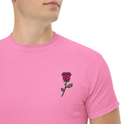 T-Shirt Unisex Ricamata 100% Cotone – Confortevole – Design Rosa-Biiply