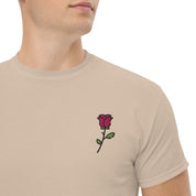 T-Shirt Unisex Ricamata 100% Cotone – Confortevole – Design Rosa-Biiply