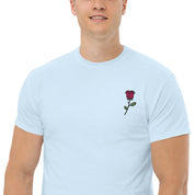 T-Shirt Unisex Ricamata 100% Cotone – Confortevole – Design Rosa-Biiply
