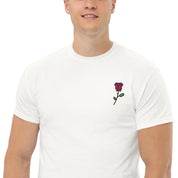 T-Shirt Unisex Ricamata 100% Cotone – Confortevole – Design Rosa-Biiply