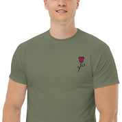 T-Shirt Unisex Ricamata 100% Cotone – Confortevole – Design Rosa-Biiply