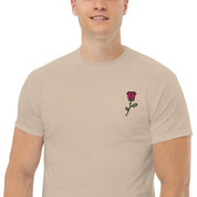 T-Shirt Unisex Ricamata 100% Cotone – Confortevole – Design Rosa-Biiply