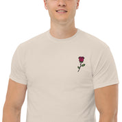 T-Shirt Unisex Ricamata 100% Cotone – Confortevole – Design Rosa-Biiply