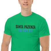 T-Shirt Unisex Ricamata 100% Cotone – Confortevole – Design Santa Pazienza Che non ho!-Biiply