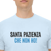 T-Shirt Unisex Ricamata 100% Cotone – Confortevole – Design Santa Pazienza Che non ho!-Biiply