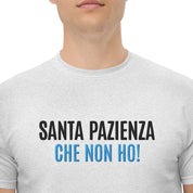 T-Shirt Unisex Ricamata 100% Cotone – Confortevole – Design Santa Pazienza Che non ho!-Biiply