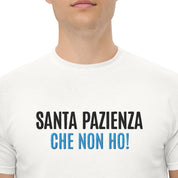 T-Shirt Unisex Ricamata 100% Cotone – Confortevole – Design Santa Pazienza Che non ho!-Biiply