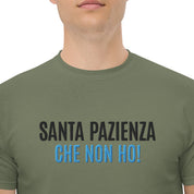 T-Shirt Unisex Ricamata 100% Cotone – Confortevole – Design Santa Pazienza Che non ho!-Biiply