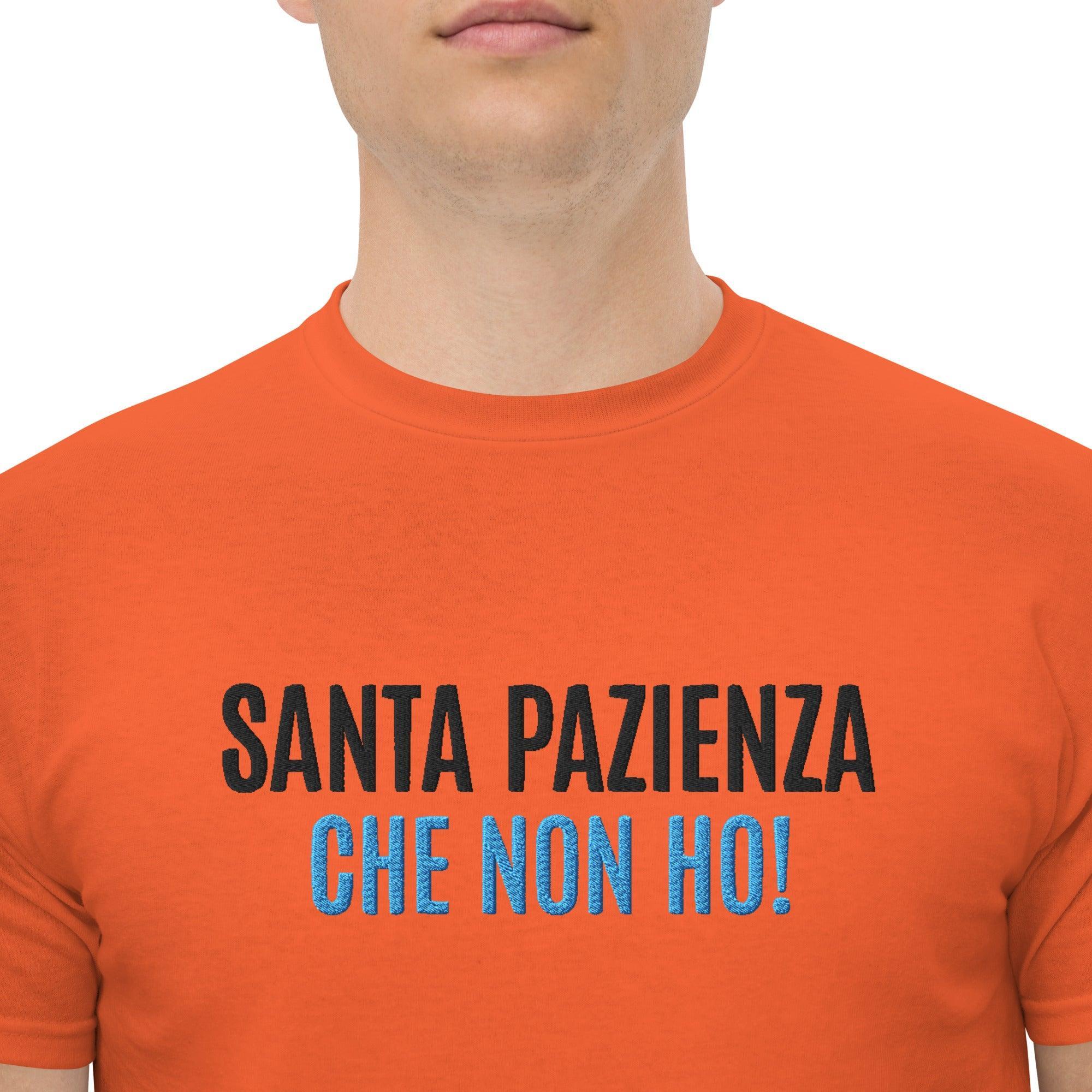 T-Shirt Unisex Ricamata 100% Cotone – Confortevole – Design Santa Pazienza Che non ho!-Biiply