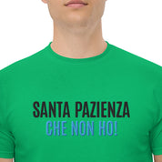T-Shirt Unisex Ricamata 100% Cotone – Confortevole – Design Santa Pazienza Che non ho!-Biiply
