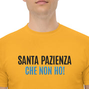 T-Shirt Unisex Ricamata 100% Cotone – Confortevole – Design Santa Pazienza Che non ho!-Biiply