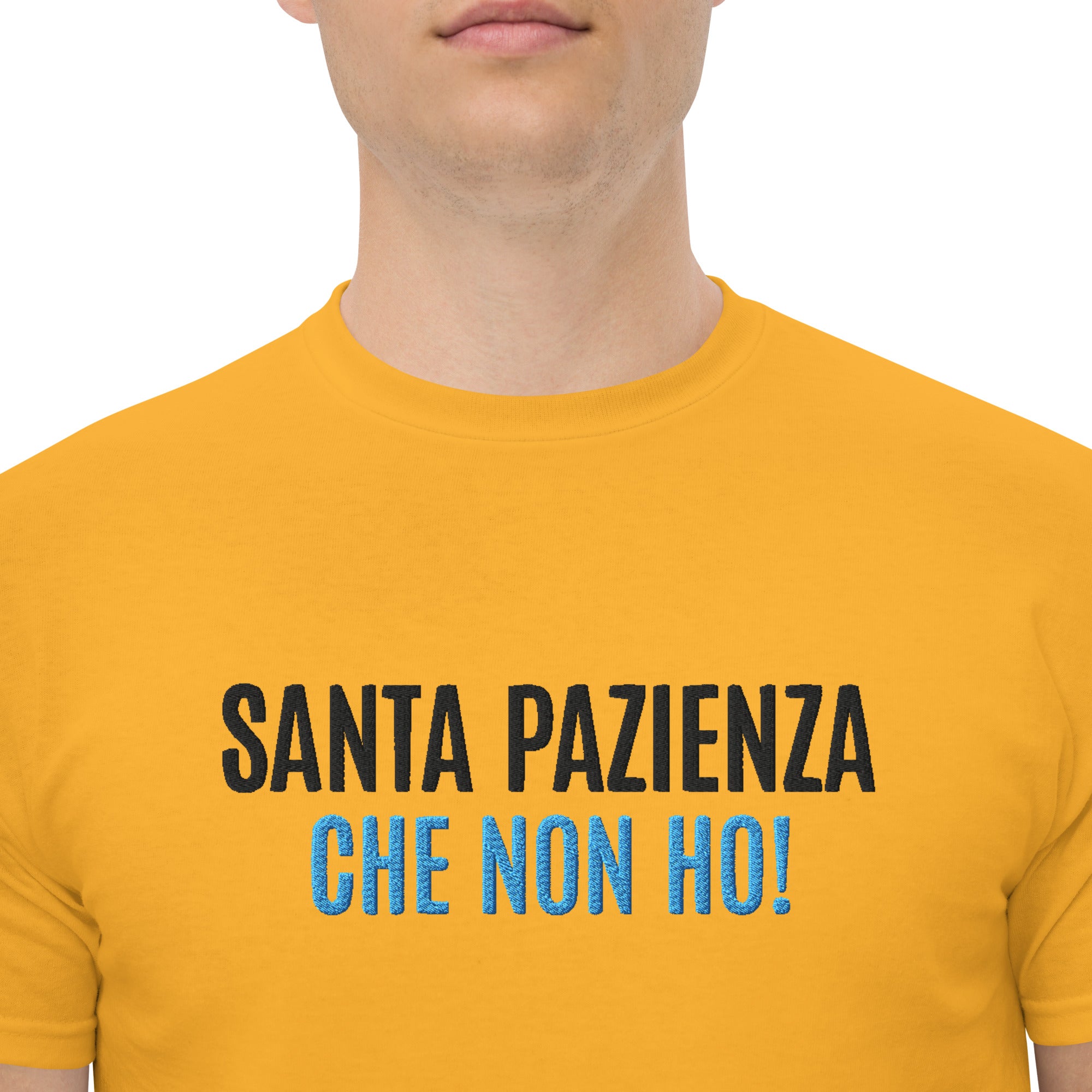 T-Shirt Unisex Ricamata 100% Cotone – Confortevole – Design Santa Pazienza Che non ho!-Biiply