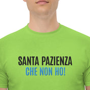 T-Shirt Unisex Ricamata 100% Cotone – Confortevole – Design Santa Pazienza Che non ho!-Biiply