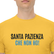 T-Shirt Unisex Ricamata 100% Cotone – Confortevole – Design Santa Pazienza Che non ho!-Biiply