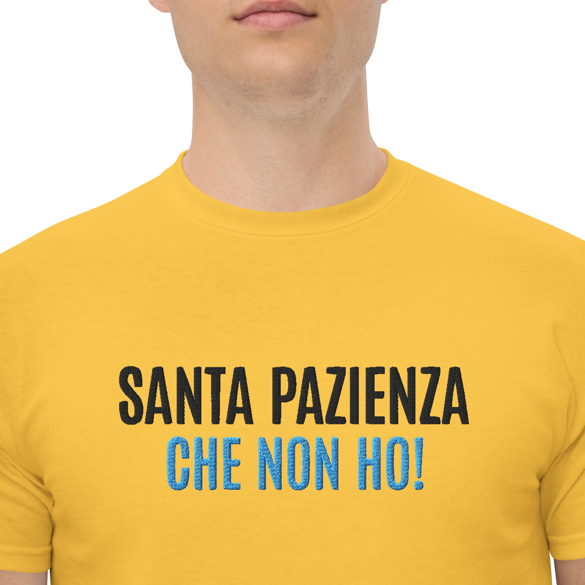 T-Shirt Unisex Ricamata 100% Cotone – Confortevole – Design Santa Pazienza Che non ho!-Biiply