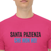 T-Shirt Unisex Ricamata 100% Cotone – Confortevole – Design Santa Pazienza Che non ho!-Biiply