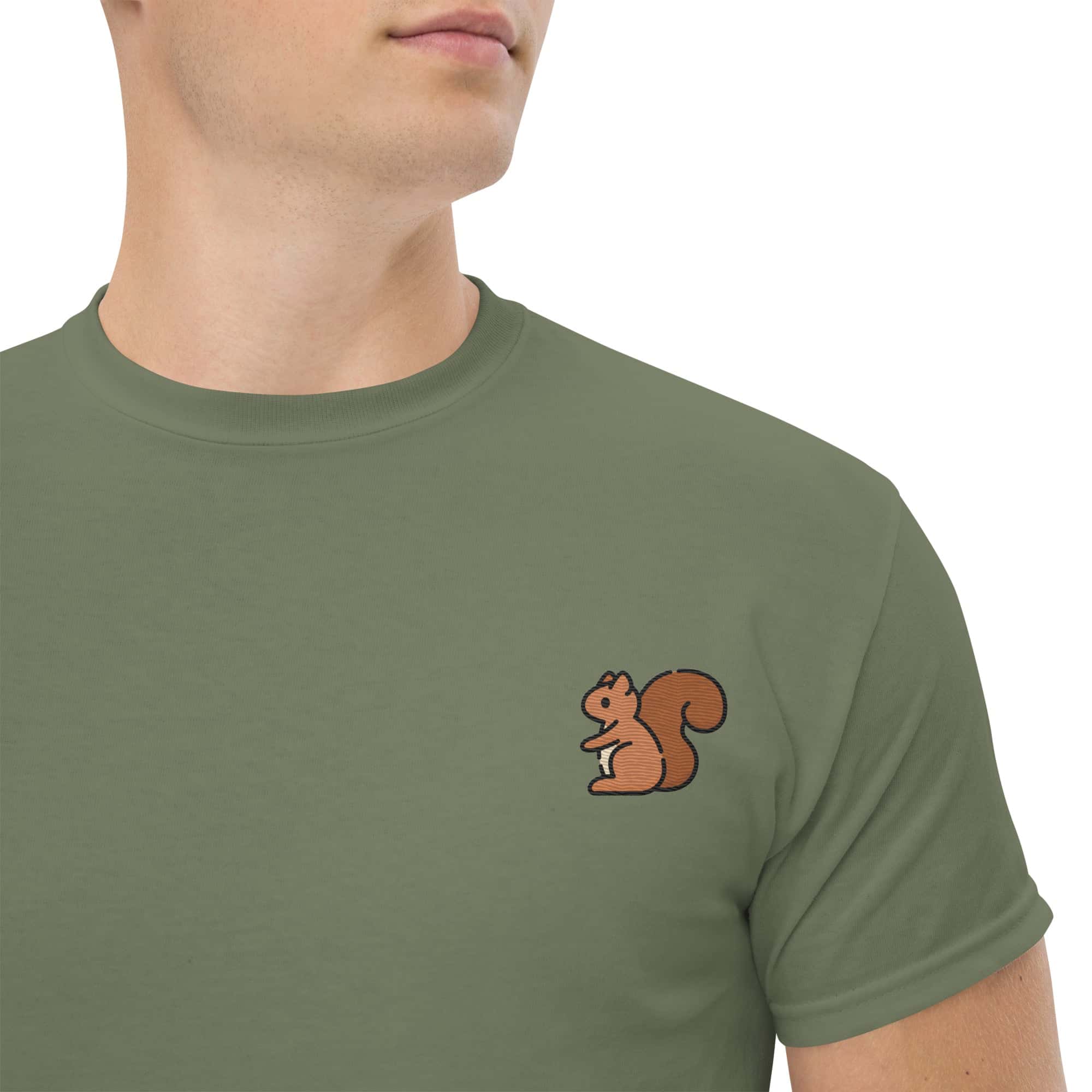 T-Shirt Unisex Ricamata 100% Cotone – Confortevole – Design Scoiattolo-Biiply