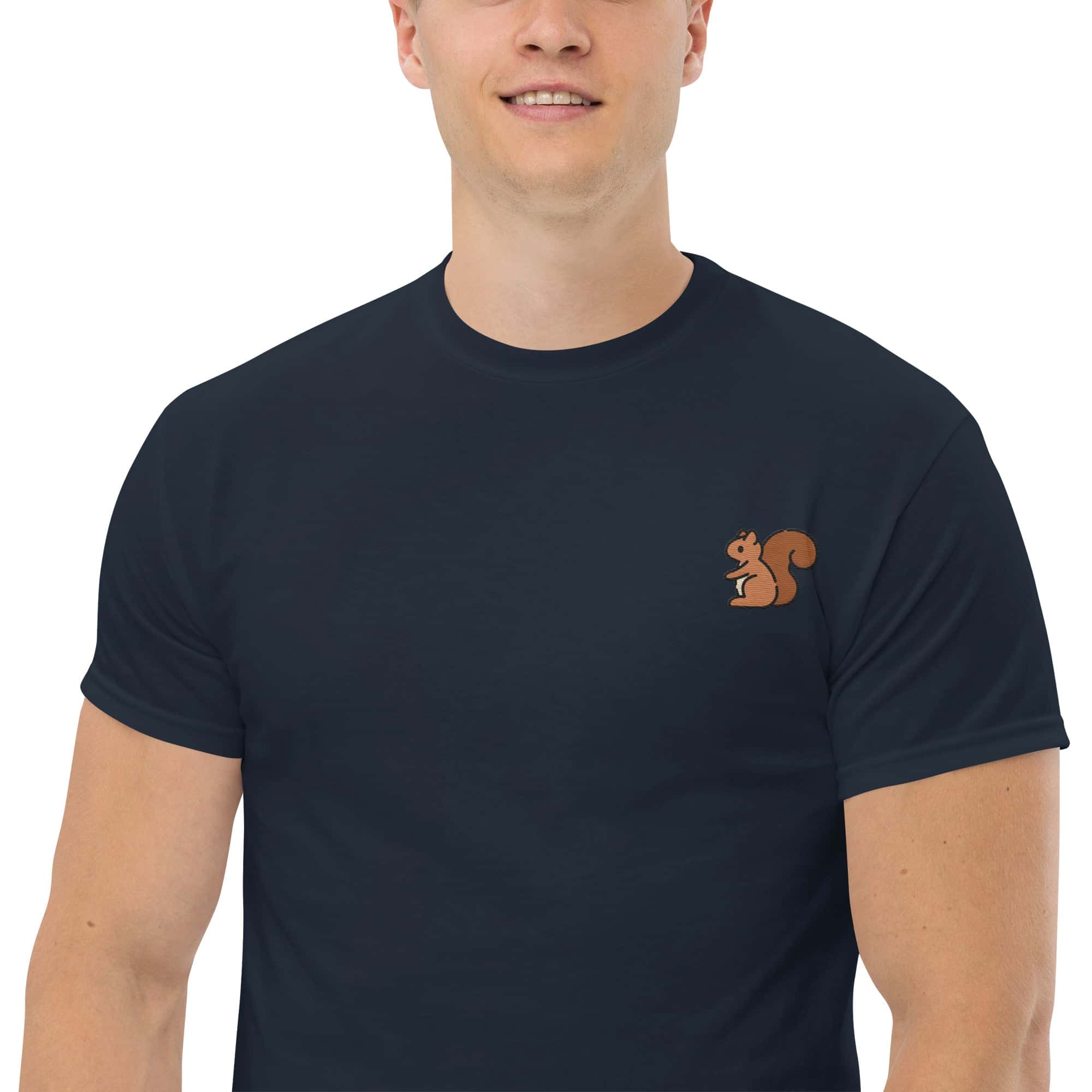 T-Shirt Unisex Ricamata 100% Cotone – Confortevole – Design Scoiattolo-Biiply