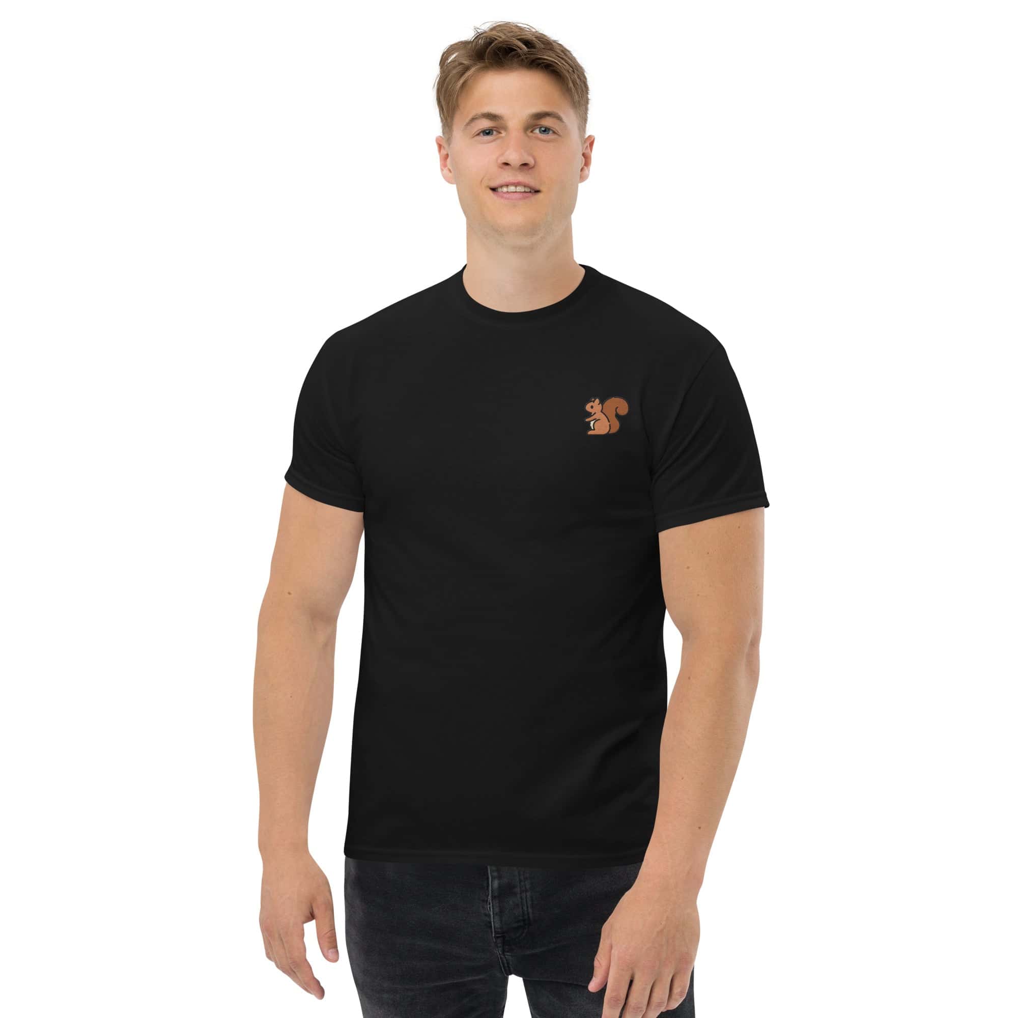 T-Shirt Unisex Ricamata 100% Cotone – Confortevole – Design Scoiattolo-Biiply