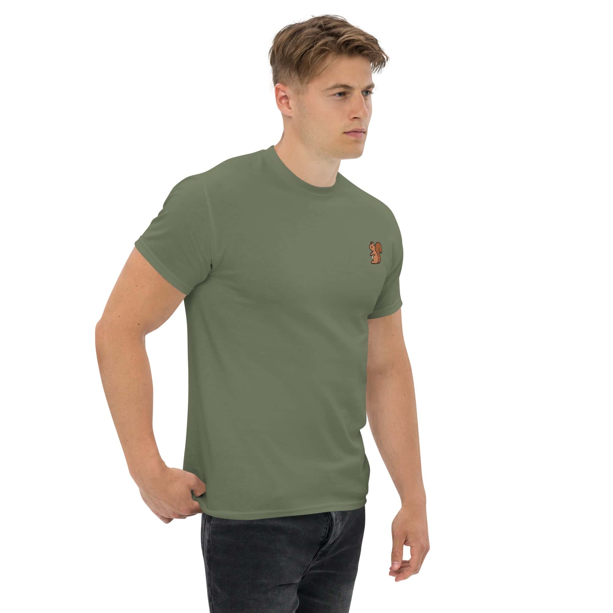 T-Shirt Unisex Ricamata 100% Cotone – Confortevole – Design Scoiattolo-Biiply