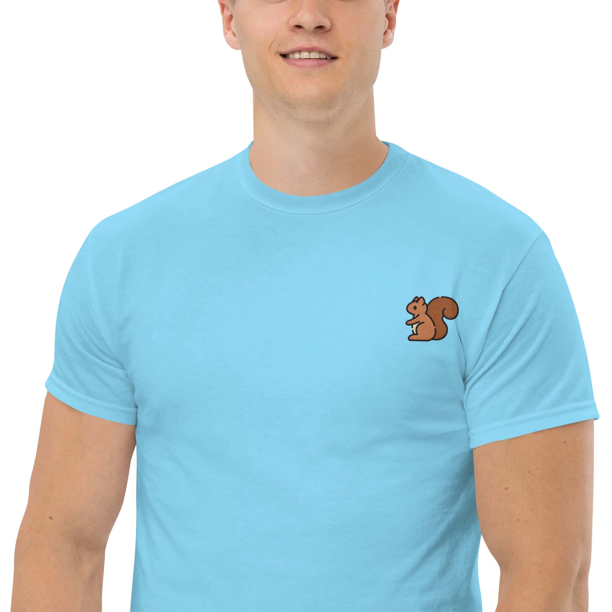 T-Shirt Unisex Ricamata 100% Cotone – Confortevole – Design Scoiattolo-Biiply