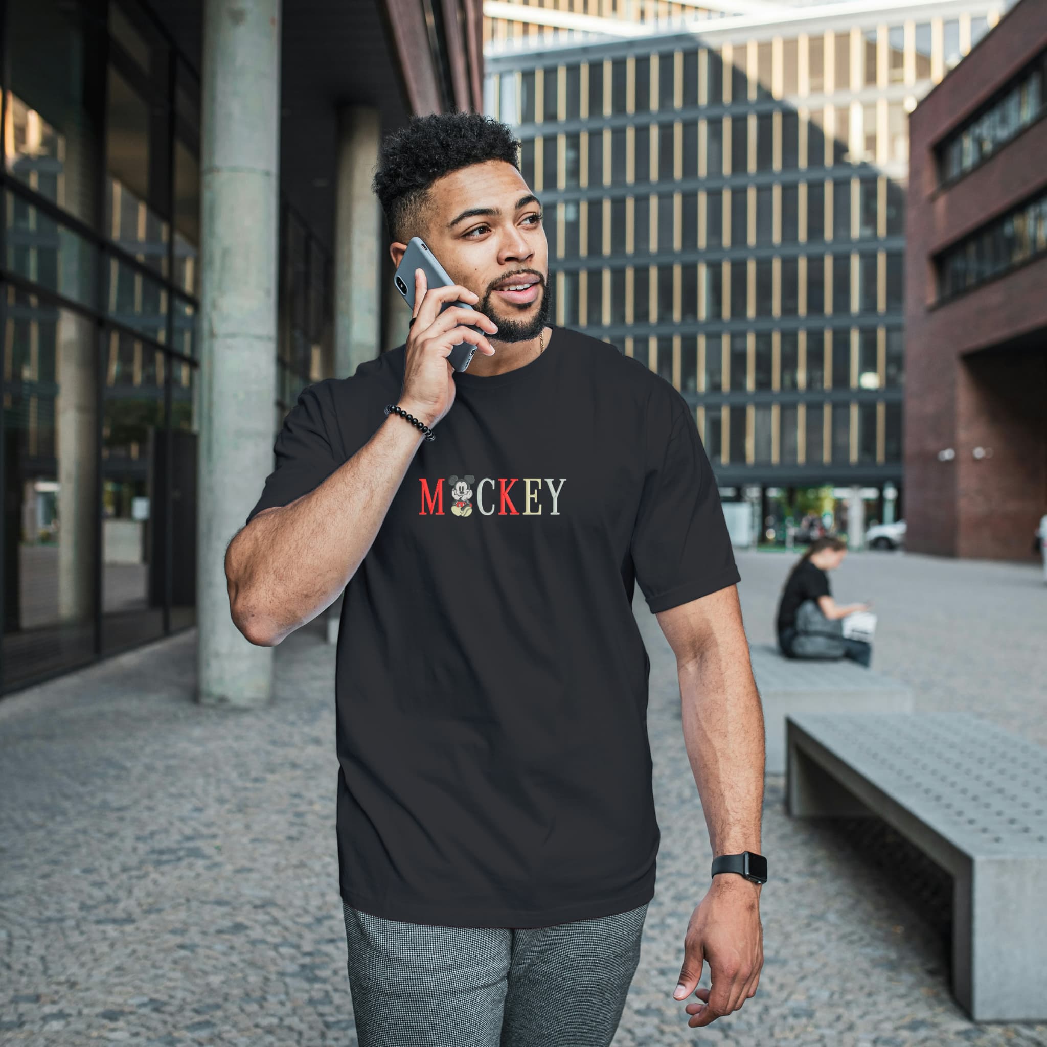 Unisex Embroidered T-Shirt 100% Cotton - Comfortable - Mickey Lettering Design