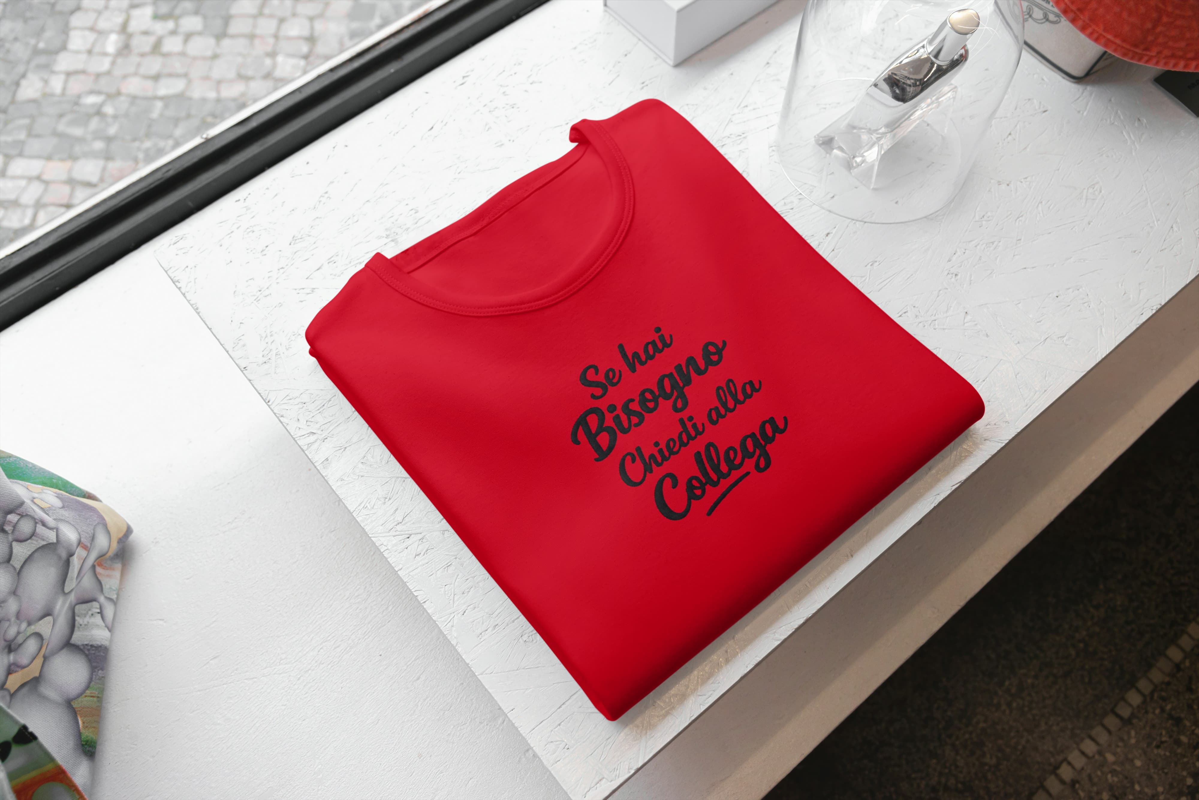 T-Shirt Unisex Ricamata 100% Cotone – Confortevole – Design Se hai Bisogno Chiedi alla Collega-Biiply