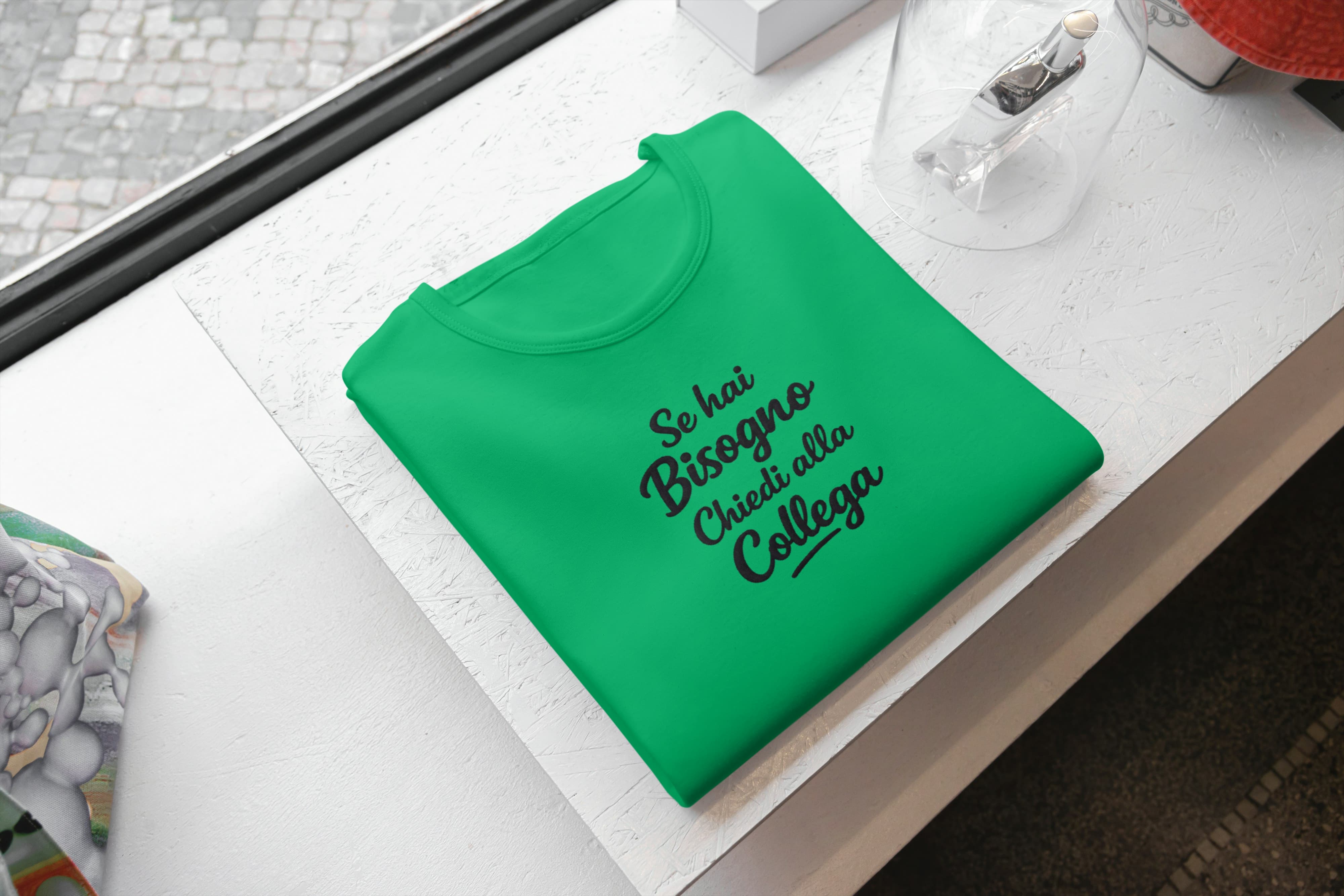 T-Shirt Unisex Ricamata 100% Cotone – Confortevole – Design Se hai Bisogno Chiedi alla Collega-Biiply