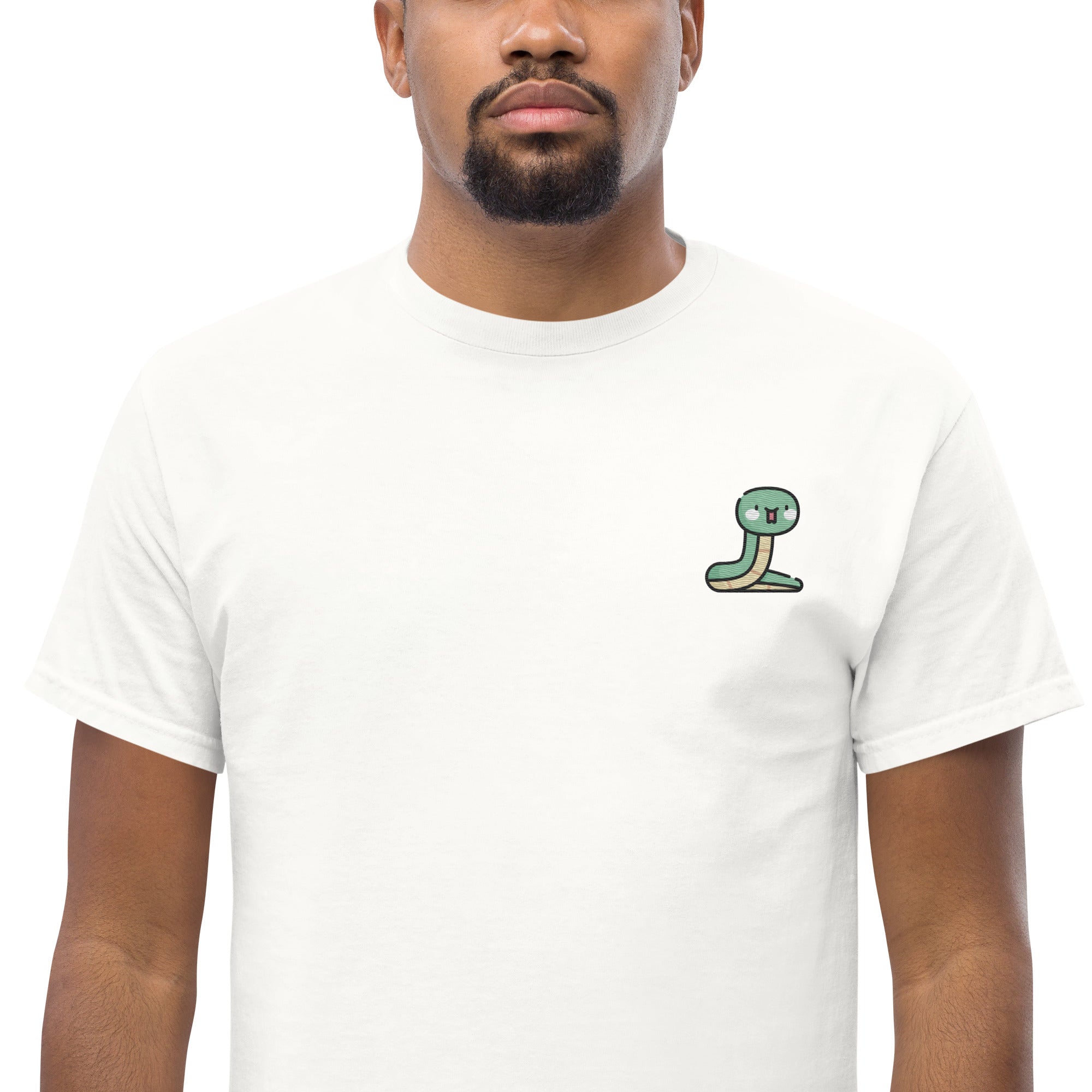 T-Shirt Unisex Ricamata 100% Cotone – Confortevole – Design Serpentino-Biiply