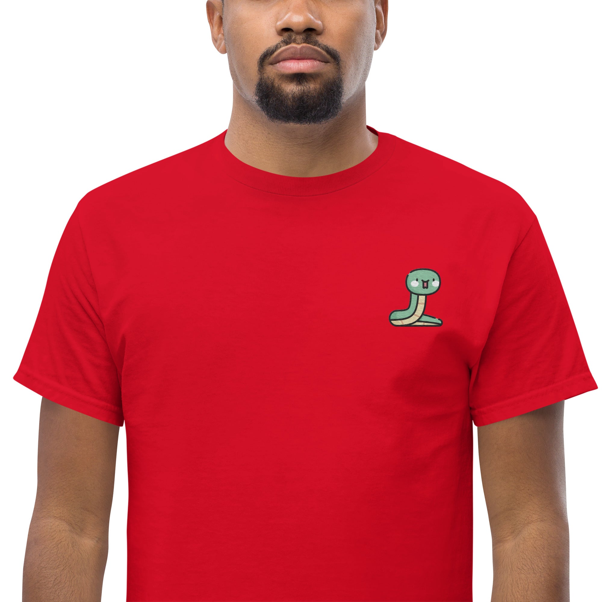 T-Shirt Unisex Ricamata 100% Cotone – Confortevole – Design Serpentino-Biiply