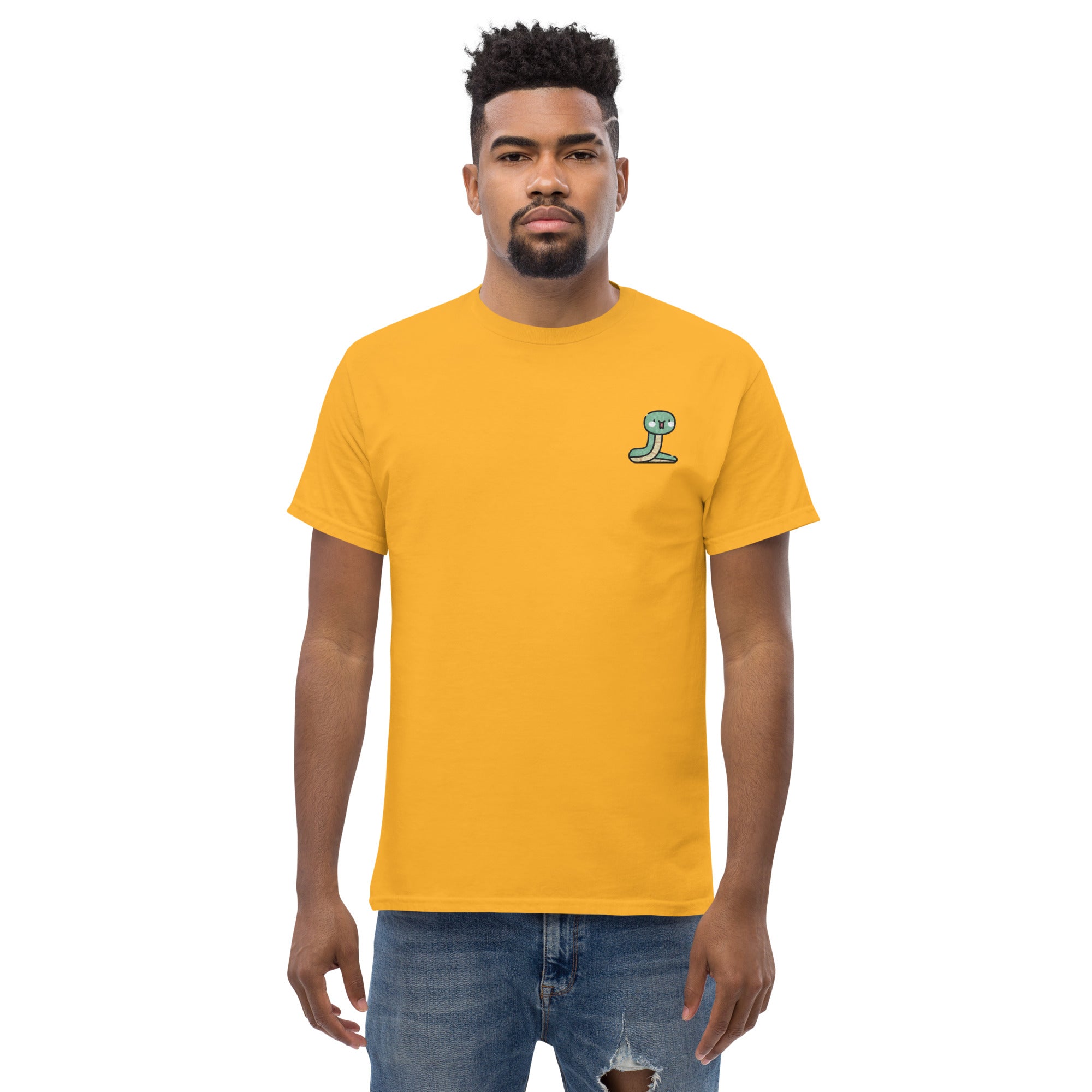 T-Shirt Unisex Ricamata 100% Cotone – Confortevole – Design Serpentino-Biiply
