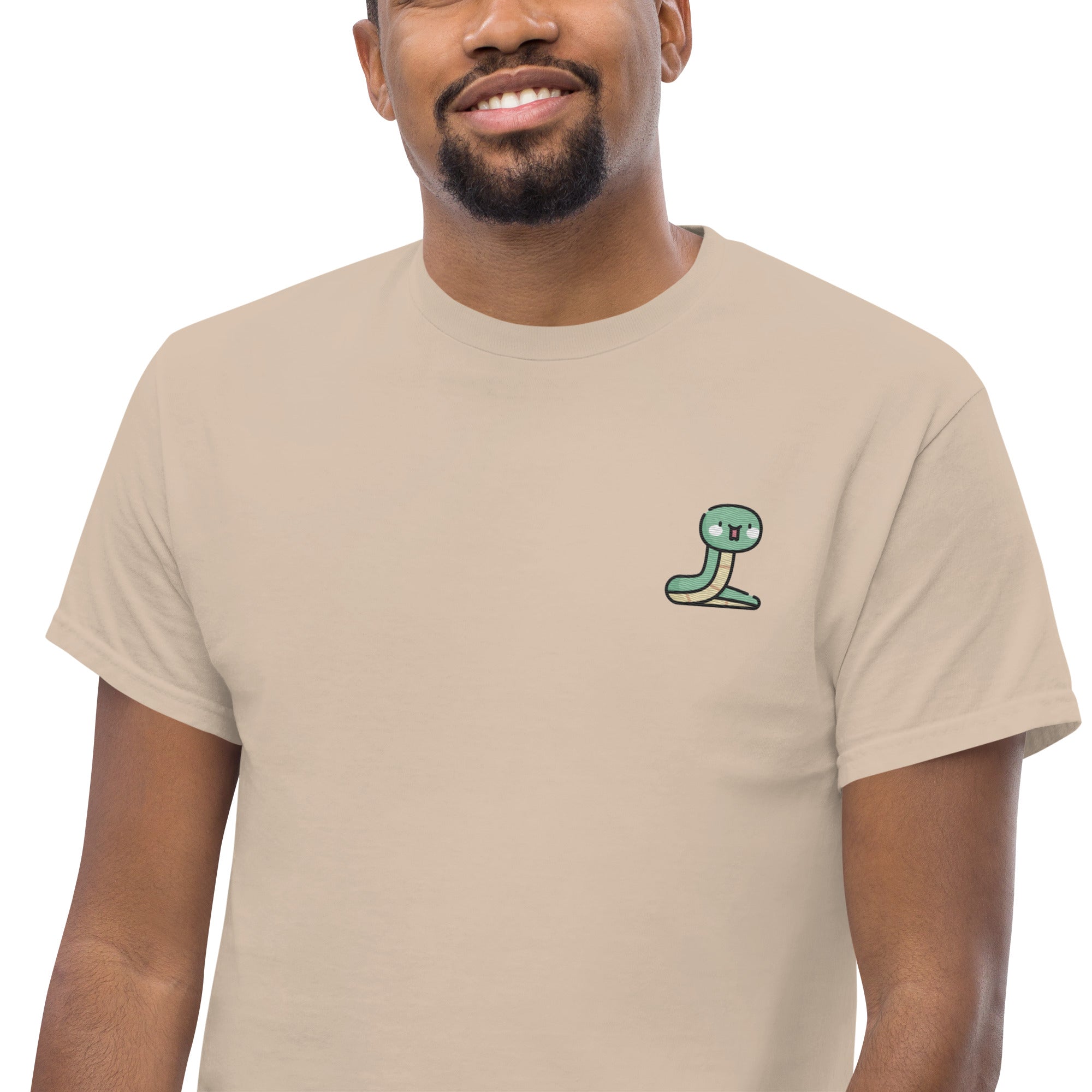T-Shirt Unisex Ricamata 100% Cotone – Confortevole – Design Serpentino-Biiply