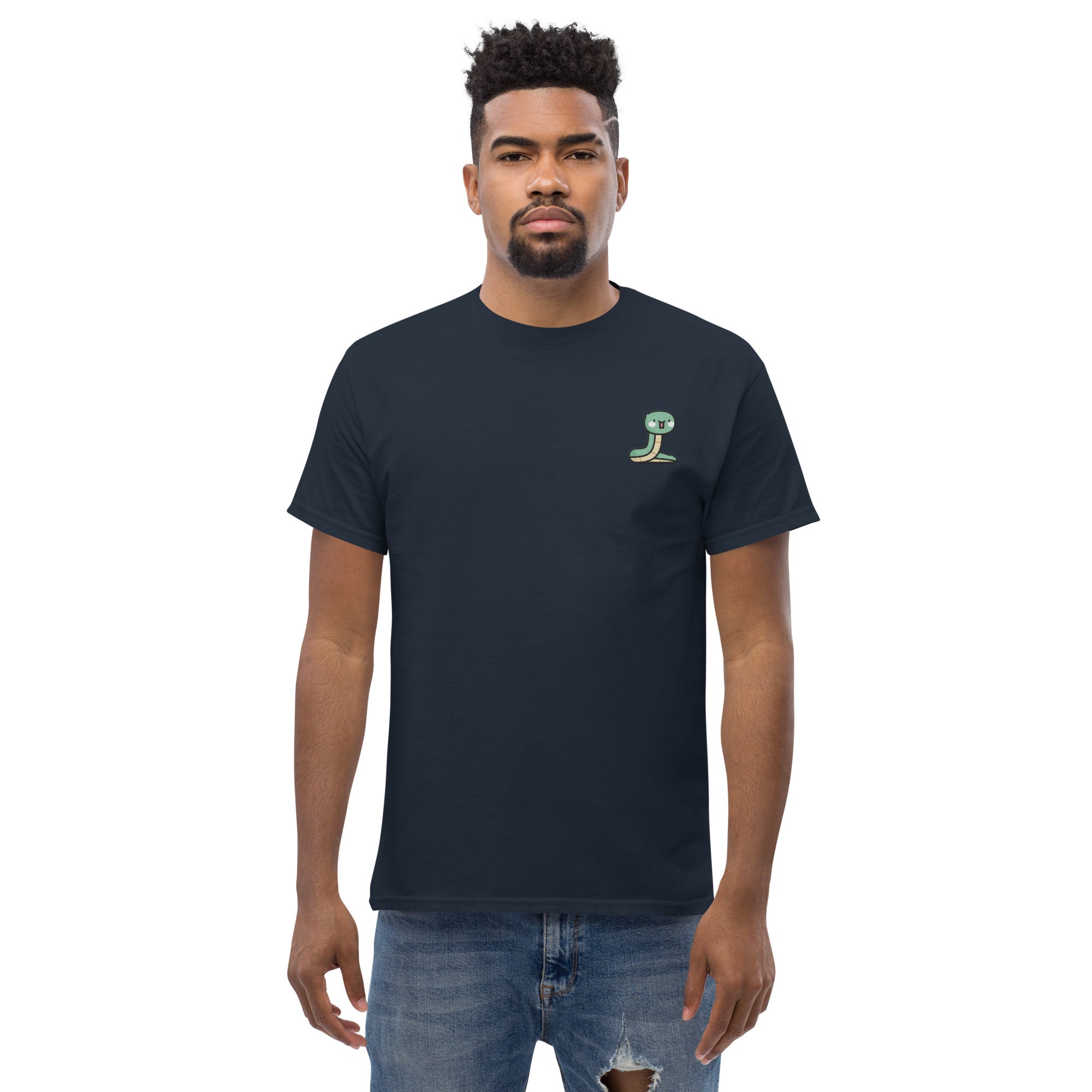 T-Shirt Unisex Ricamata 100% Cotone – Confortevole – Design Serpentino-Biiply