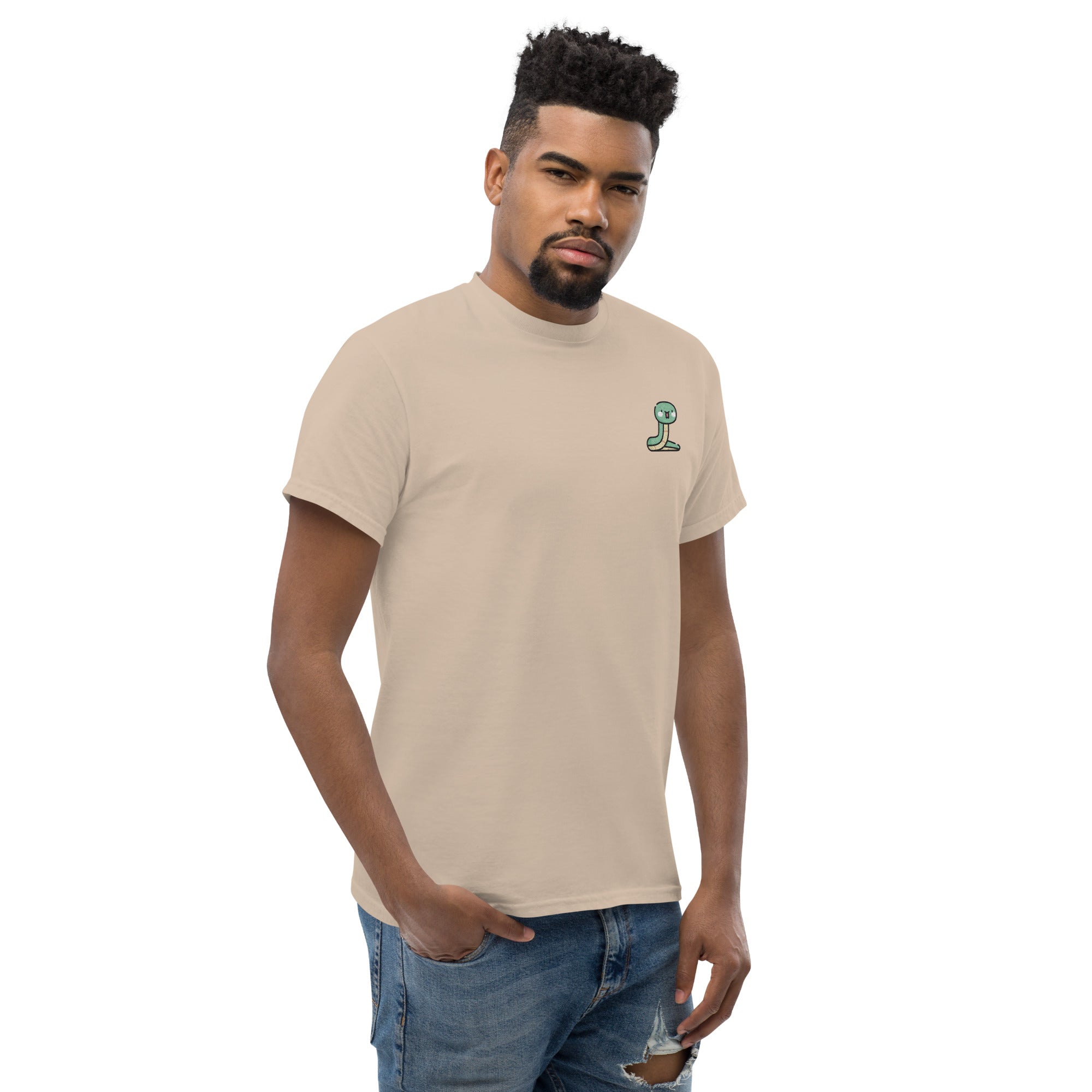 T-Shirt Unisex Ricamata 100% Cotone – Confortevole – Design Serpentino-Biiply