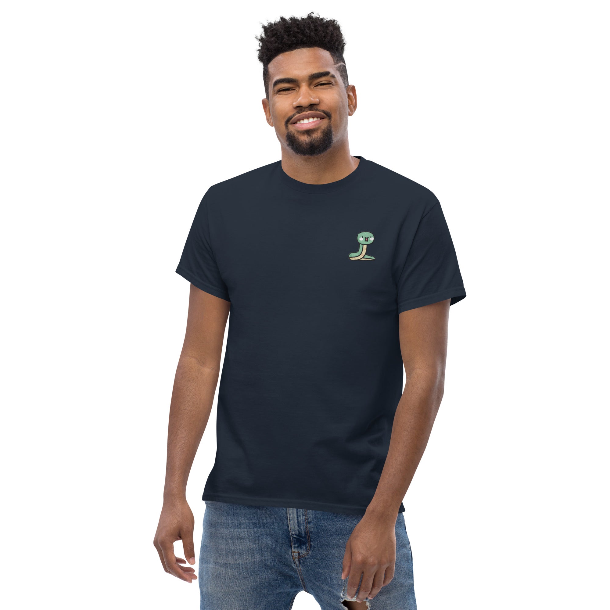 T-Shirt Unisex Ricamata 100% Cotone – Confortevole – Design Serpentino-Biiply