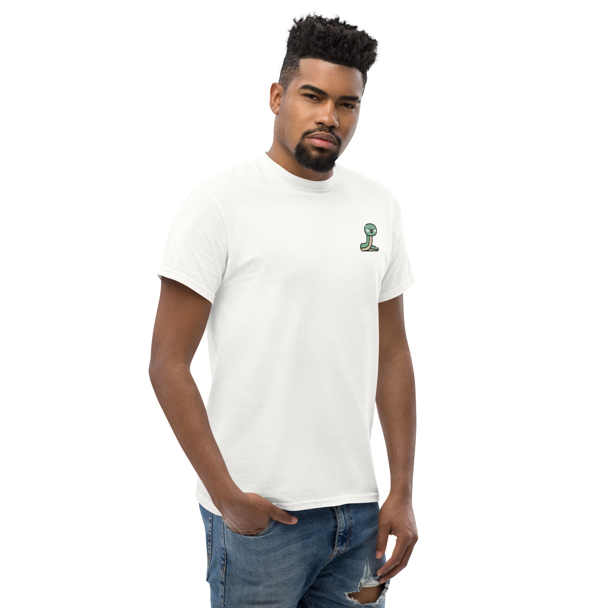 T-Shirt Unisex Ricamata 100% Cotone – Confortevole – Design Serpentino-Biiply