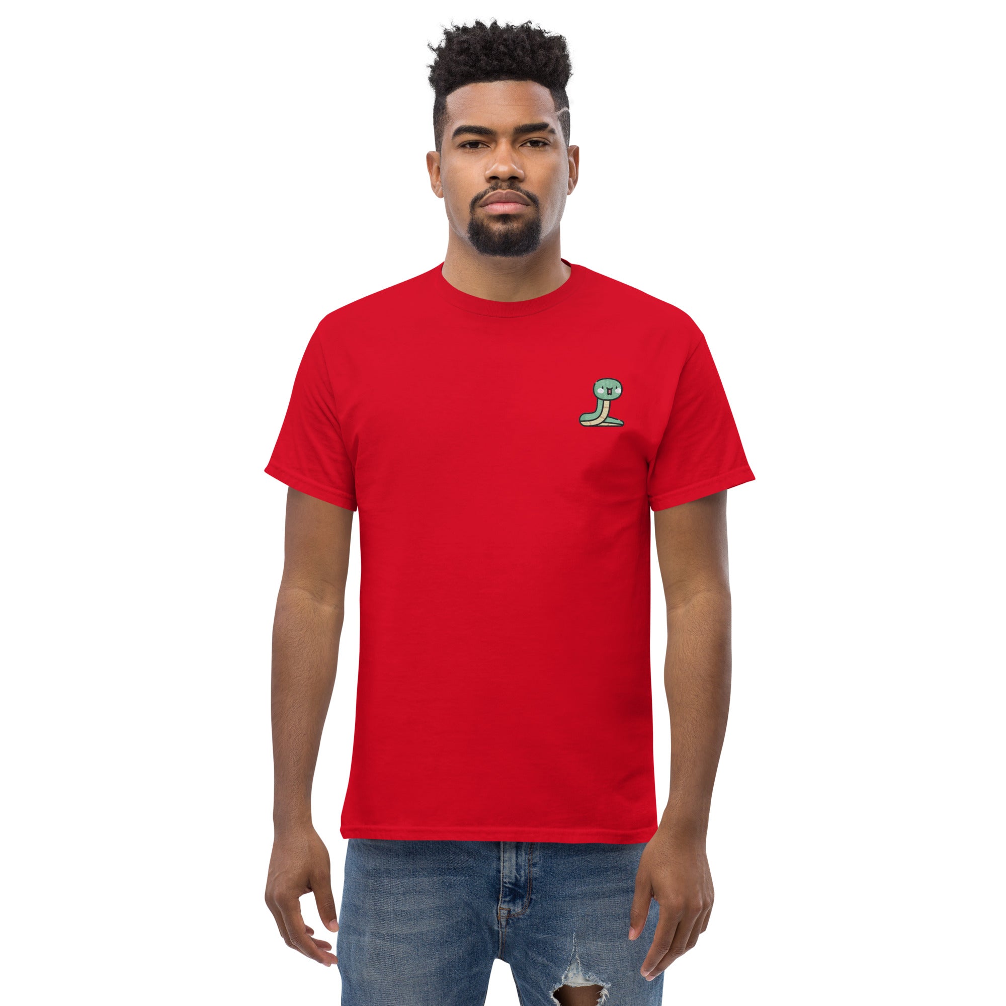 T-Shirt Unisex Ricamata 100% Cotone – Confortevole – Design Serpentino-Biiply